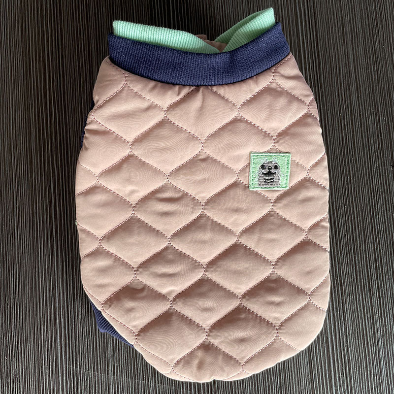KFX-5186493 Cozy Autumn & Winter Double Collar Waistcoat for Pets in Pink, Green & Yellow