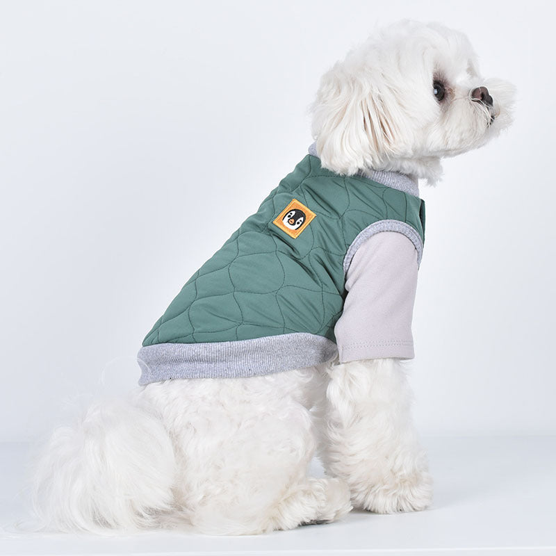 KFX-5186493 Cozy Autumn & Winter Double Collar Waistcoat for Pets in Pink, Green & Yellow