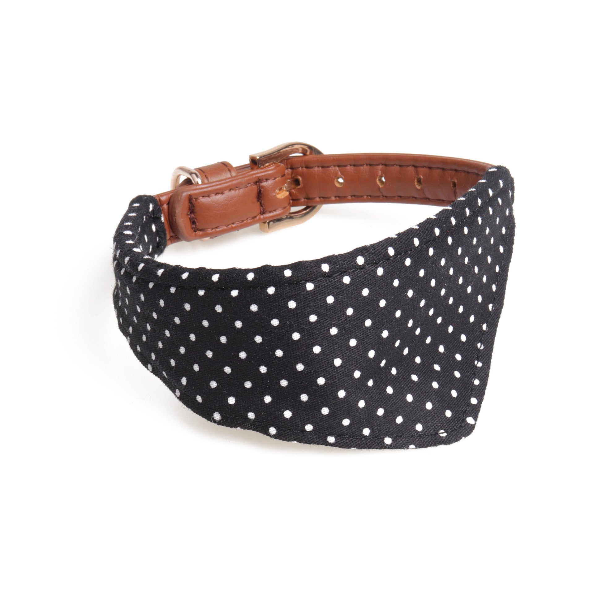 KFX-5187901 Polka Dot Triangle Scarf Collar and Leash Set for Dogs in Black, White, Red, Yellow