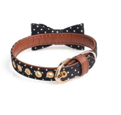KFX-5187901 Polka Dot Triangle Scarf Collar and Leash Set for Dogs in Black, White, Red, Yellow