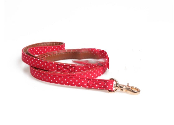 KFX-5187901 Polka Dot Triangle Scarf Collar and Leash Set for Dogs in Black, White, Red, Yellow