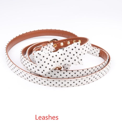 KFX-5187901 Polka Dot Triangle Scarf Collar and Leash Set for Dogs in Black, White, Red, Yellow