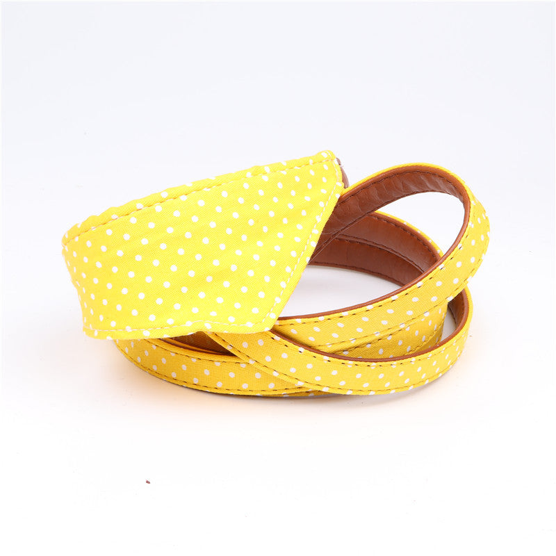 KFX-5187901 Polka Dot Triangle Scarf Collar and Leash Set for Dogs in Black, White, Red, Yellow