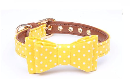 KFX-5187901 Polka Dot Triangle Scarf Collar and Leash Set for Dogs in Black, White, Red, Yellow