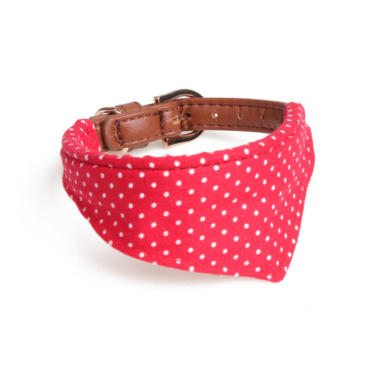 KFX-5187901 Polka Dot Triangle Scarf Collar and Leash Set for Dogs in Black, White, Red, Yellow