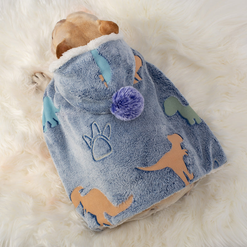 KFX-5188669 Luminous Pet Cloak Nightgown for Dogs - Warm Coral Fleece for Autumn & Winter
