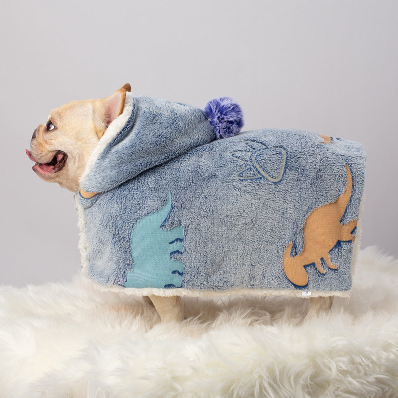 KFX-5188669 Luminous Pet Cloak Nightgown for Dogs - Warm Coral Fleece for Autumn & Winter