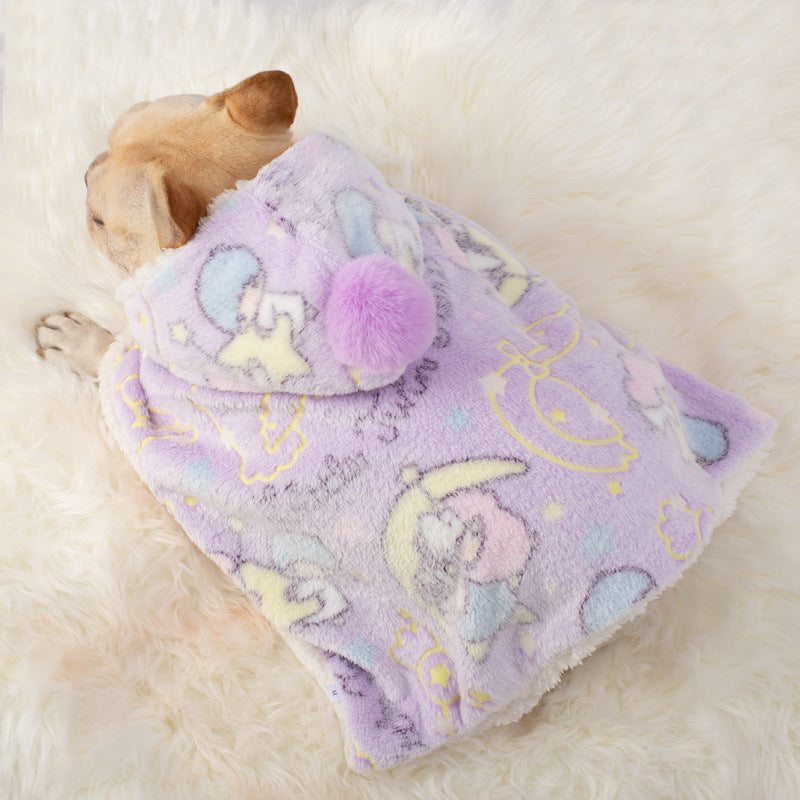 KFX-5188669 Luminous Pet Cloak Nightgown for Dogs - Warm Coral Fleece for Autumn & Winter