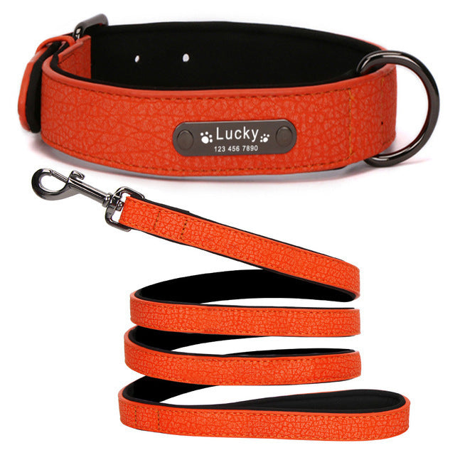 KFX-5190077 Eco-Friendly PU Dog Collar with Lychee Pattern for Large Dogs - Waterproof Inner Layer, Alloy Buckle