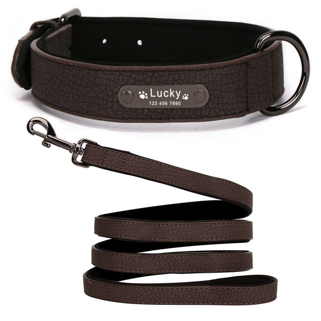 KFX-5190077 Eco-Friendly PU Dog Collar with Lychee Pattern for Large Dogs - Waterproof Inner Layer, Alloy Buckle