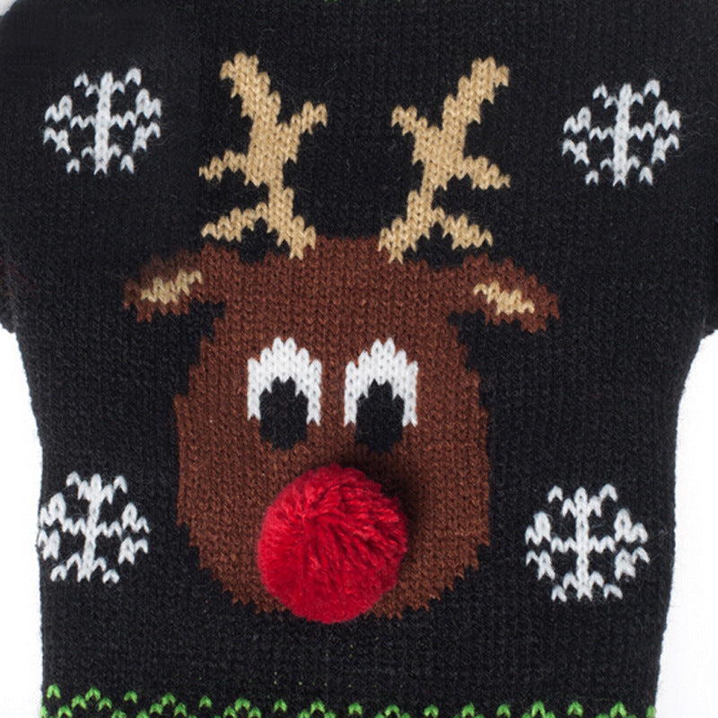 KFX-5191869 Christmas Poinsettias Pet Sweater - Cozy Acrylic Pullover for Dogs and Cats