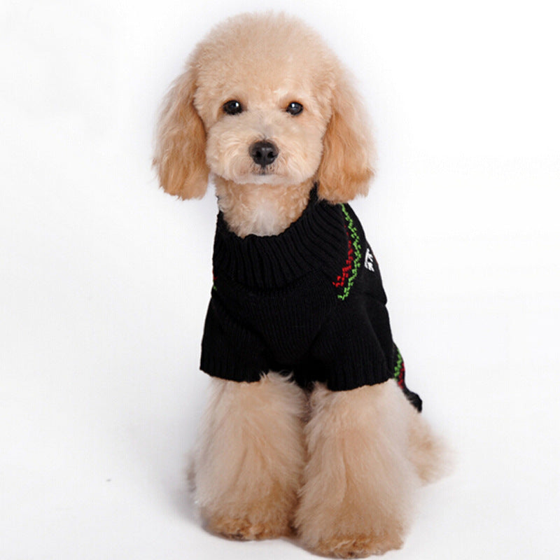KFX-5191869 Christmas Poinsettias Pet Sweater - Cozy Acrylic Pullover for Dogs and Cats