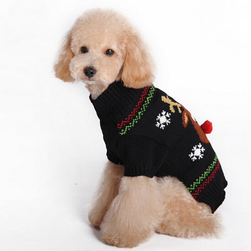 KFX-5191869 Christmas Poinsettias Pet Sweater - Cozy Acrylic Pullover for Dogs and Cats