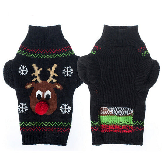 KFX-5191869 Christmas Poinsettias Pet Sweater - Cozy Acrylic Pullover for Dogs and Cats