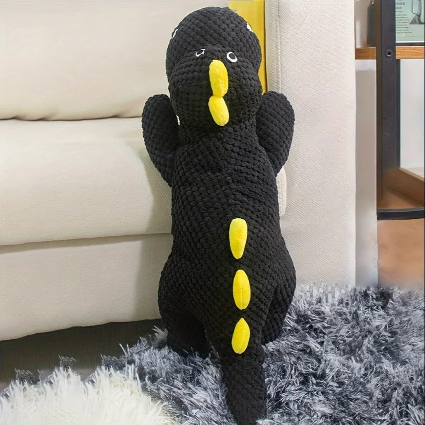 KFX-5193533 Black Plush Dinosaur Dog Toy - 50cm Interactive Pet Play Companion
