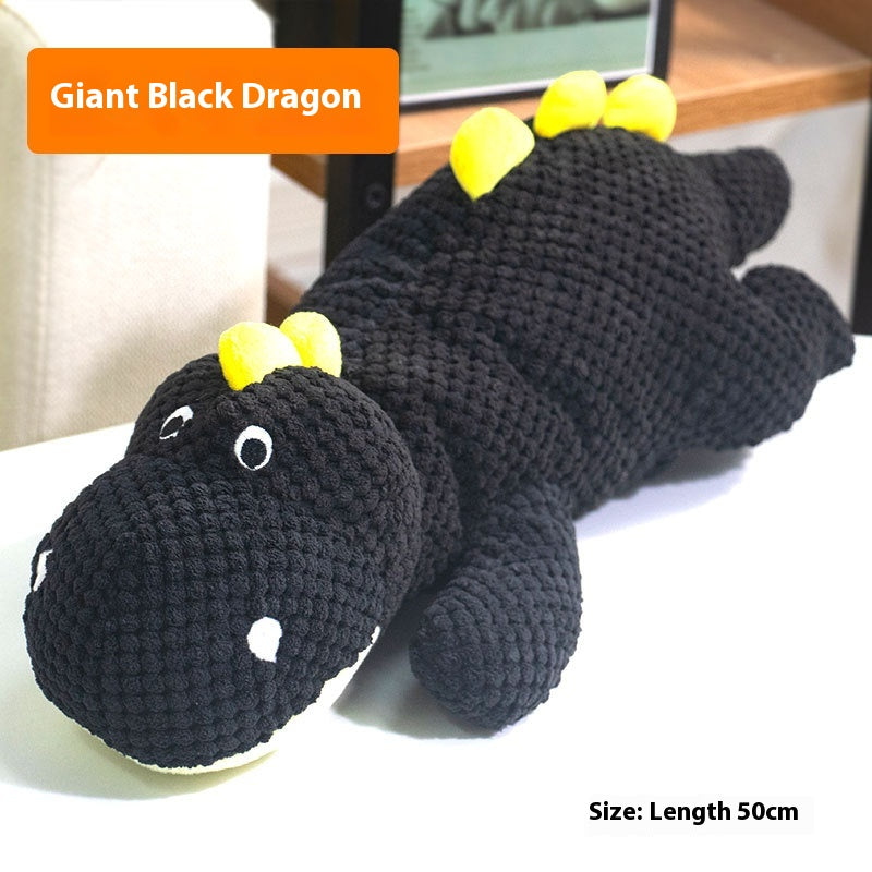 KFX-5193533 Black Plush Dinosaur Dog Toy - 50cm Interactive Pet Play Companion