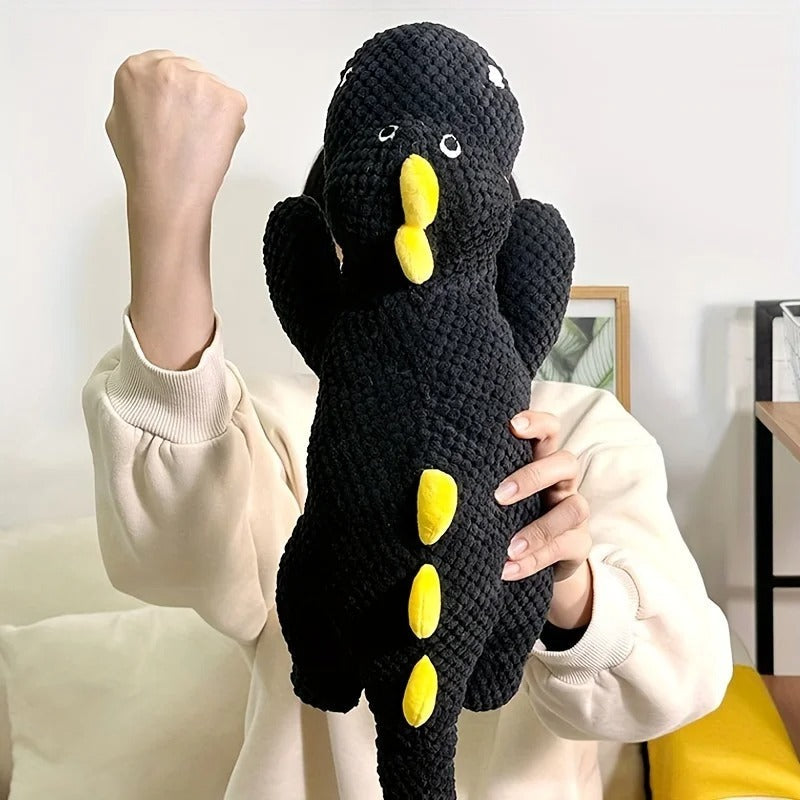 KFX-5193533 Black Plush Dinosaur Dog Toy - 50cm Interactive Pet Play Companion