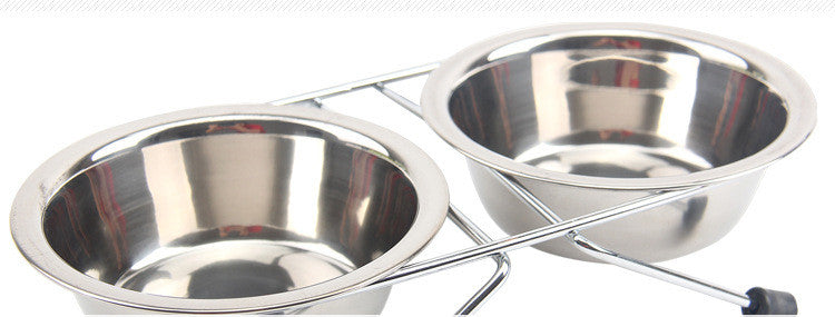 KFX-5194045 Stainless Steel Non-Slip Pet Bowl Set with Bracket - Small, Medium, Large Sizes