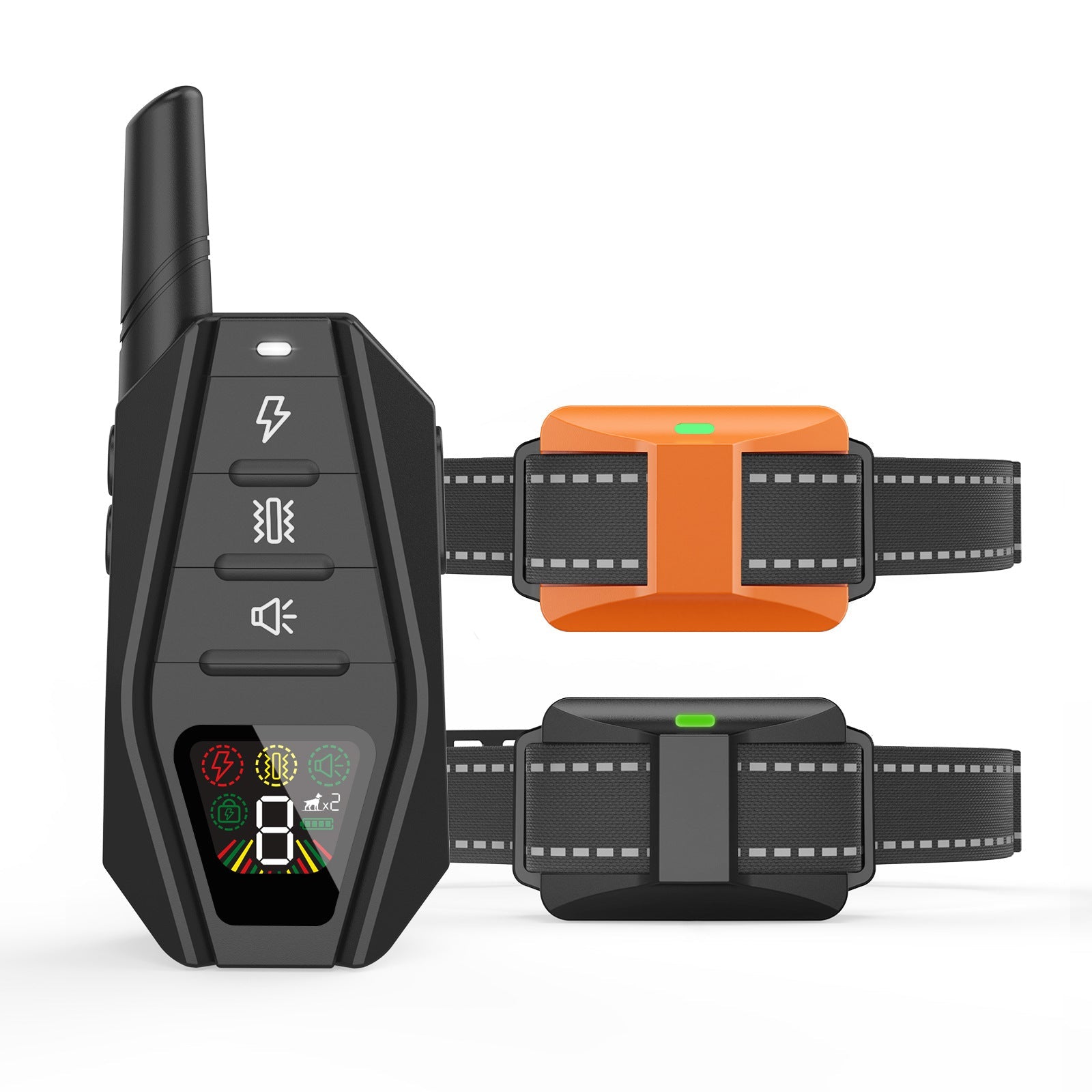 KFX-5194685 Smart Dog Trainer with Bark Stop Device, Reflective Webbing, and Charging Cable - Black, ABS Material