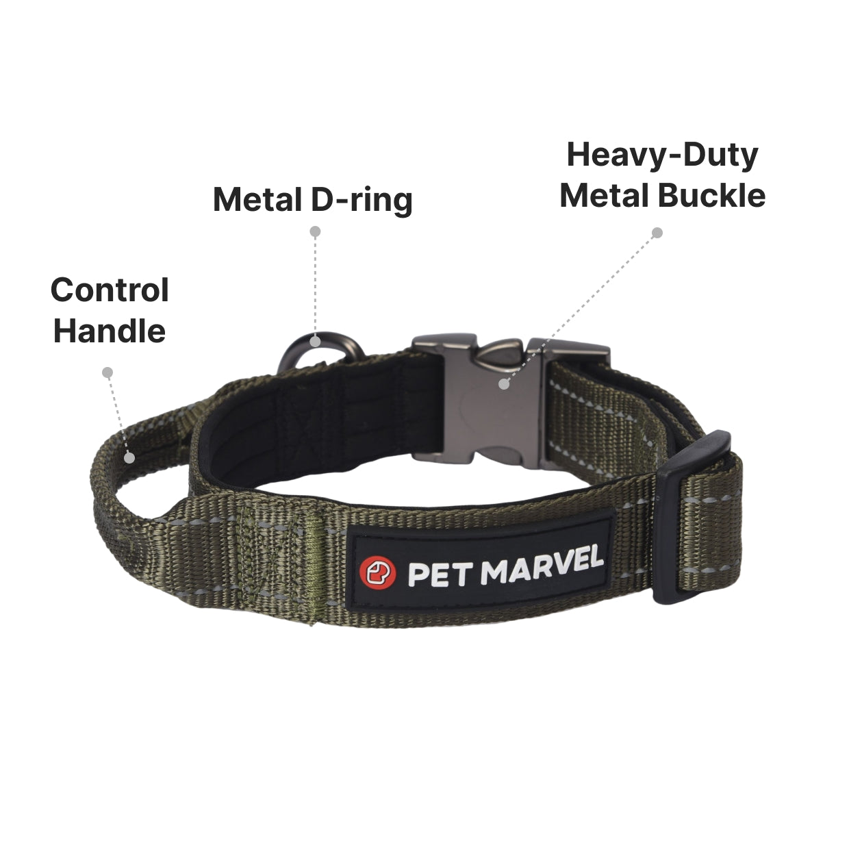 KFX-5195325 Tactical Dog Collar with Handle, Padded Interior and Dual Buckle for Comfort and Control