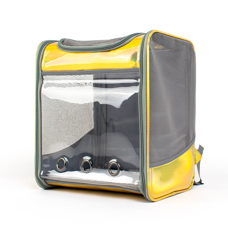 KFX-5196093 Transparent Laser Dog Backpack for Pets - Soft Mesh and Lamb Wool - Suitable for Pets Up to 15 kg - 35x27x40 cm