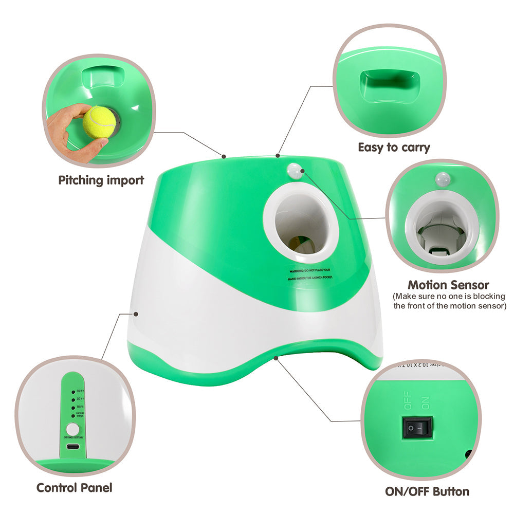 KFX-5197117 Automatic Ball Launcher for Dogs - Adjustable Distance Outdoor Fetch Toy