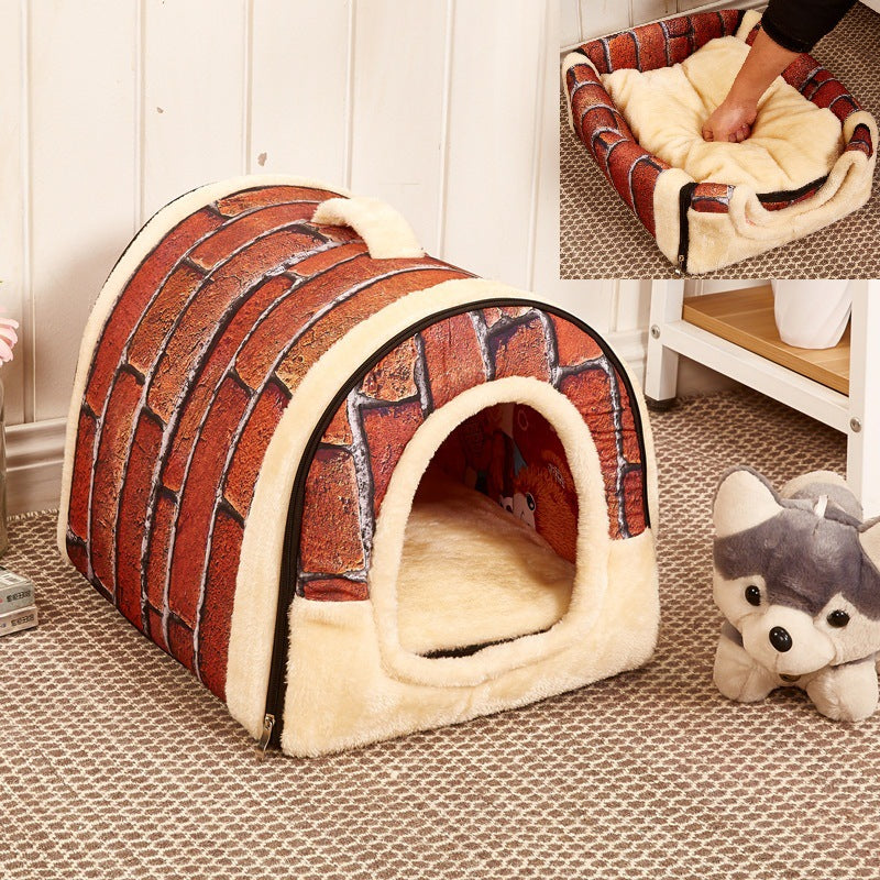 KFX-5197885 Portable Removable and Washable Dual-Purpose Pet Nest with Handle and Anti-Slip Design