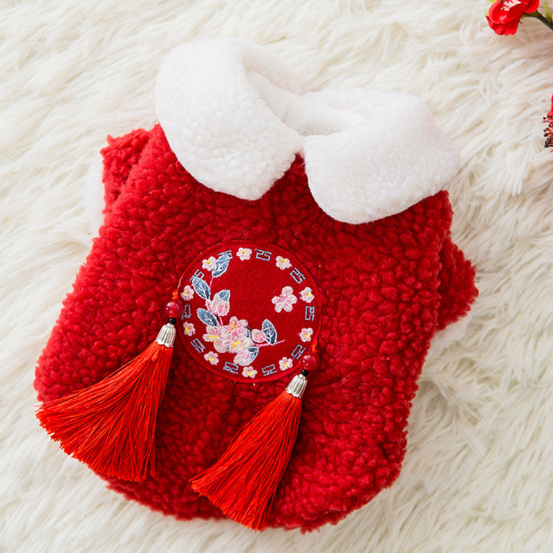 KFX-5198397 Festive Lamb Wool Tang Suit for Pets – Warmth for Every Occasion