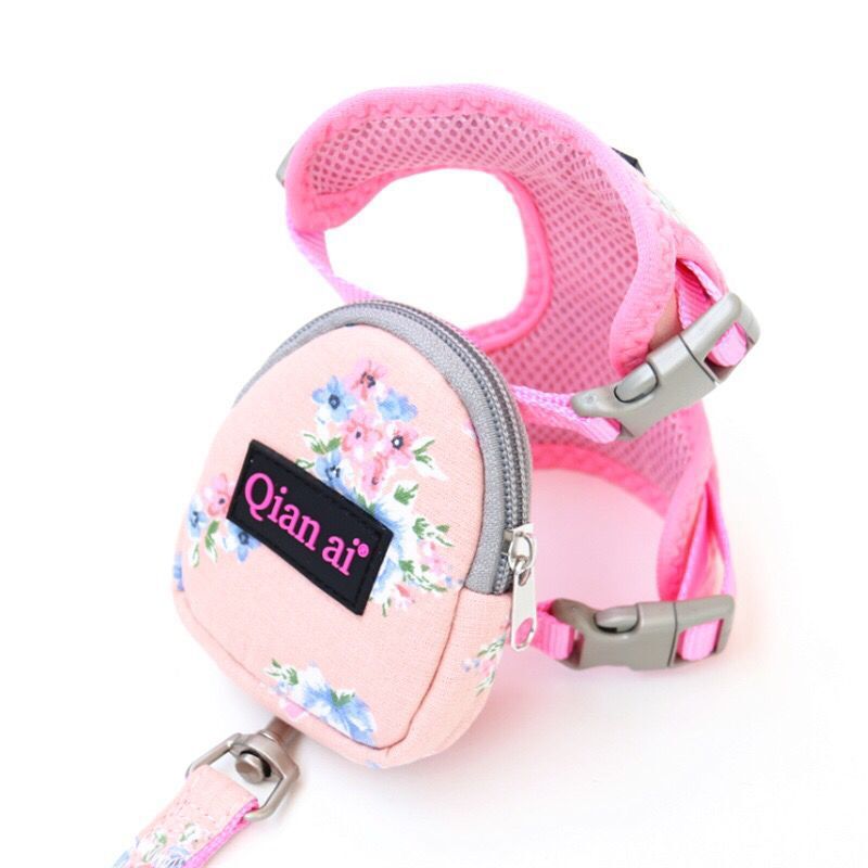 KFX-5198909 Adjustable Pet Harness and Leash Set for Small and Medium Dogs and Cats in Pink, Gray, and Sky Blue