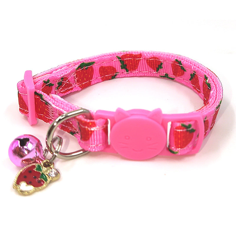 KFX-5201597 Pet Print Bell Cat Collar in Vibrant Colors - Adjustable Nylon Strap for All Seasons