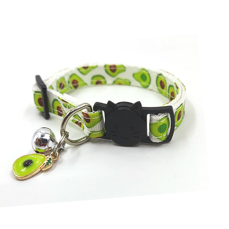 KFX-5201597 Pet Print Bell Cat Collar in Vibrant Colors - Adjustable Nylon Strap for All Seasons