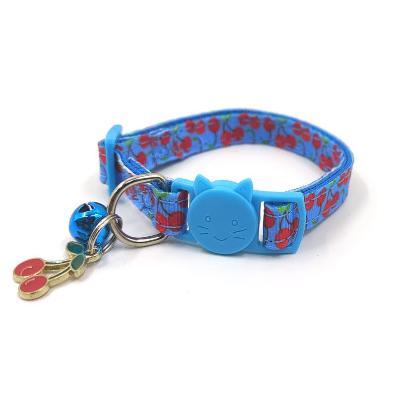 KFX-5201597 Pet Print Bell Cat Collar in Vibrant Colors - Adjustable Nylon Strap for All Seasons