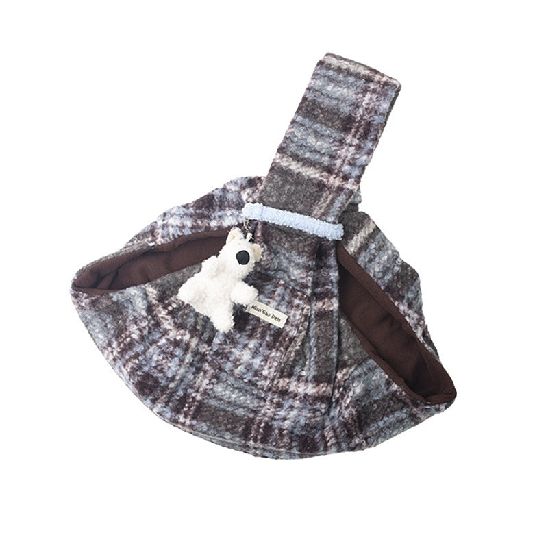 KFX-5201853 Soft Yellow Plaid Portable Crossbody Backpack for Small Pets