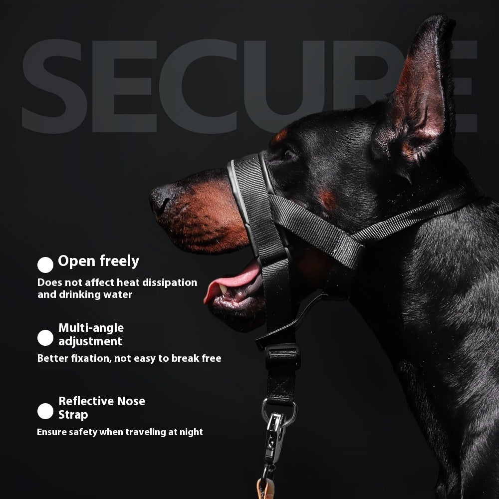 KFX-5202237 Leather Adjustable Dog Mouth Cover for Medium and Large Breeds - Anti-Bite and Anti-Bark, Available in Black, Dark Khaki, and Dark Brown