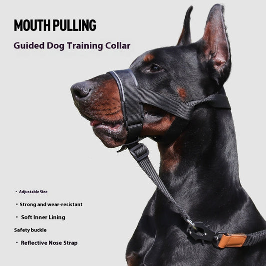 KFX-5202237 Leather Adjustable Dog Mouth Cover for Medium and Large Breeds - Anti-Bite and Anti-Bark, Available in Black, Dark Khaki, and Dark Brown