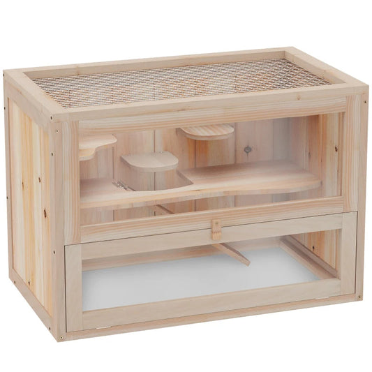 KFX-5203261 Large 45 Inch Wooden Hamster Cage for Small Animals with Multiple Levels and Easy Access