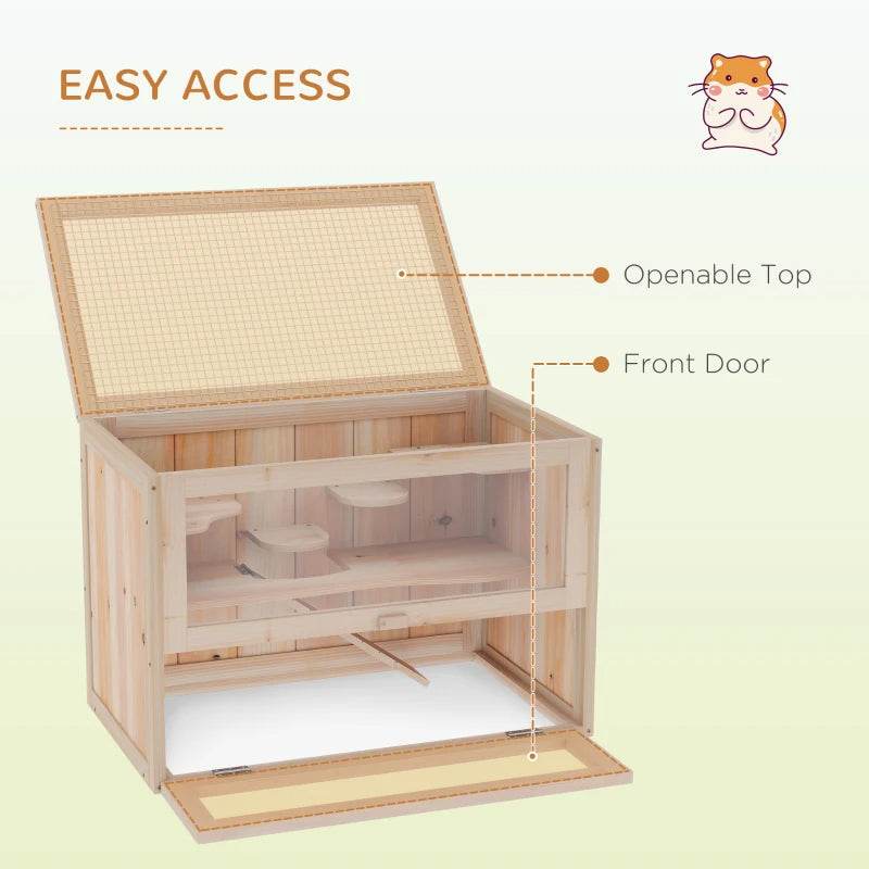 KFX-5203261 Large 45 Inch Wooden Hamster Cage for Small Animals with Multiple Levels and Easy Access
