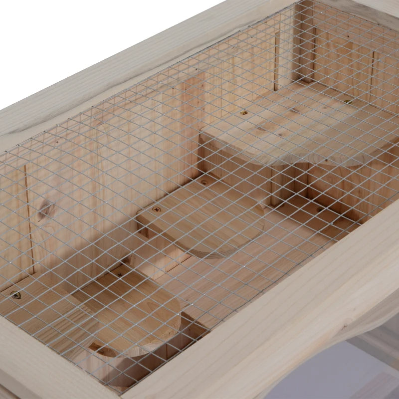 KFX-5203261 Large 45 Inch Wooden Hamster Cage for Small Animals with Multiple Levels and Easy Access