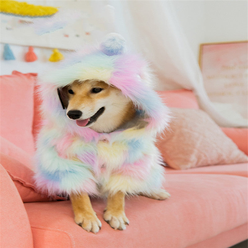 KFX-5203773 Rainbow Little Monster Winter Jacket for Pets - Cozy Cotton/Polyester, Available in XS to XL