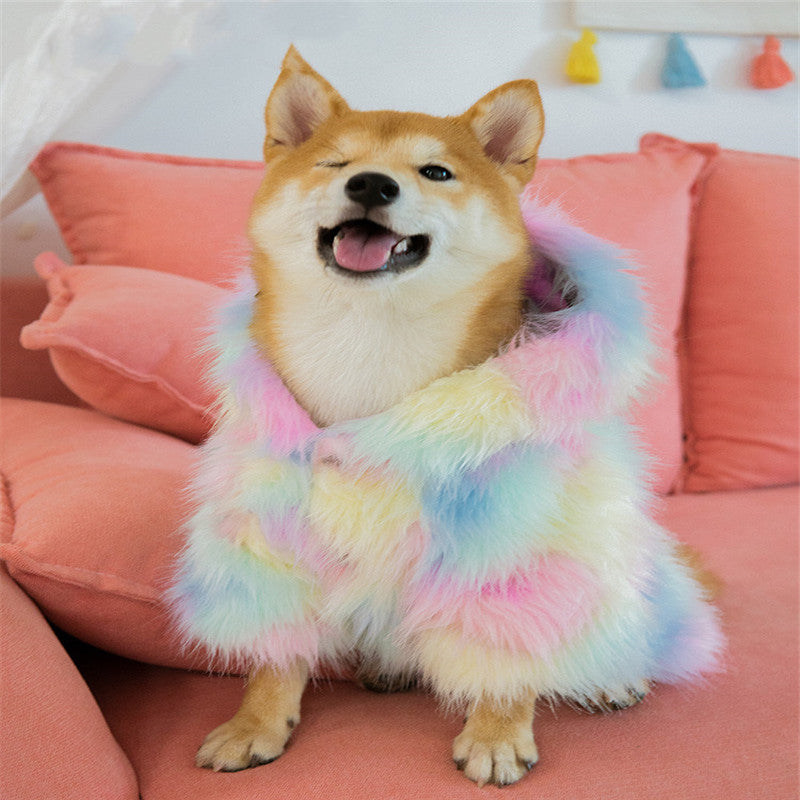 KFX-5203773 Rainbow Little Monster Winter Jacket for Pets - Cozy Cotton/Polyester, Available in XS to XL