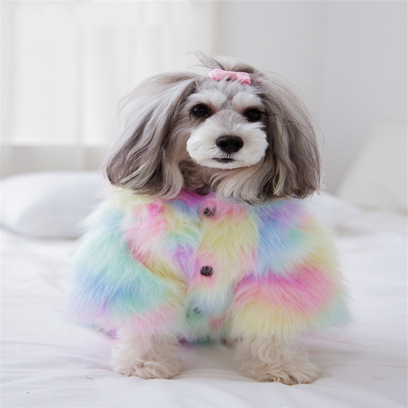 KFX-5203773 Rainbow Little Monster Winter Jacket for Pets - Cozy Cotton/Polyester, Available in XS to XL