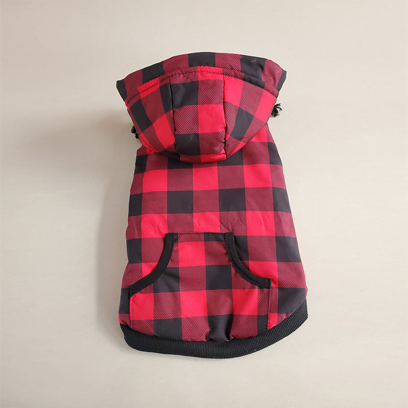 KFX-5205949 Cozy Plaid Waterproof Pet Jacket for Small Dogs – Windproof and Warm for Autumn and Winter