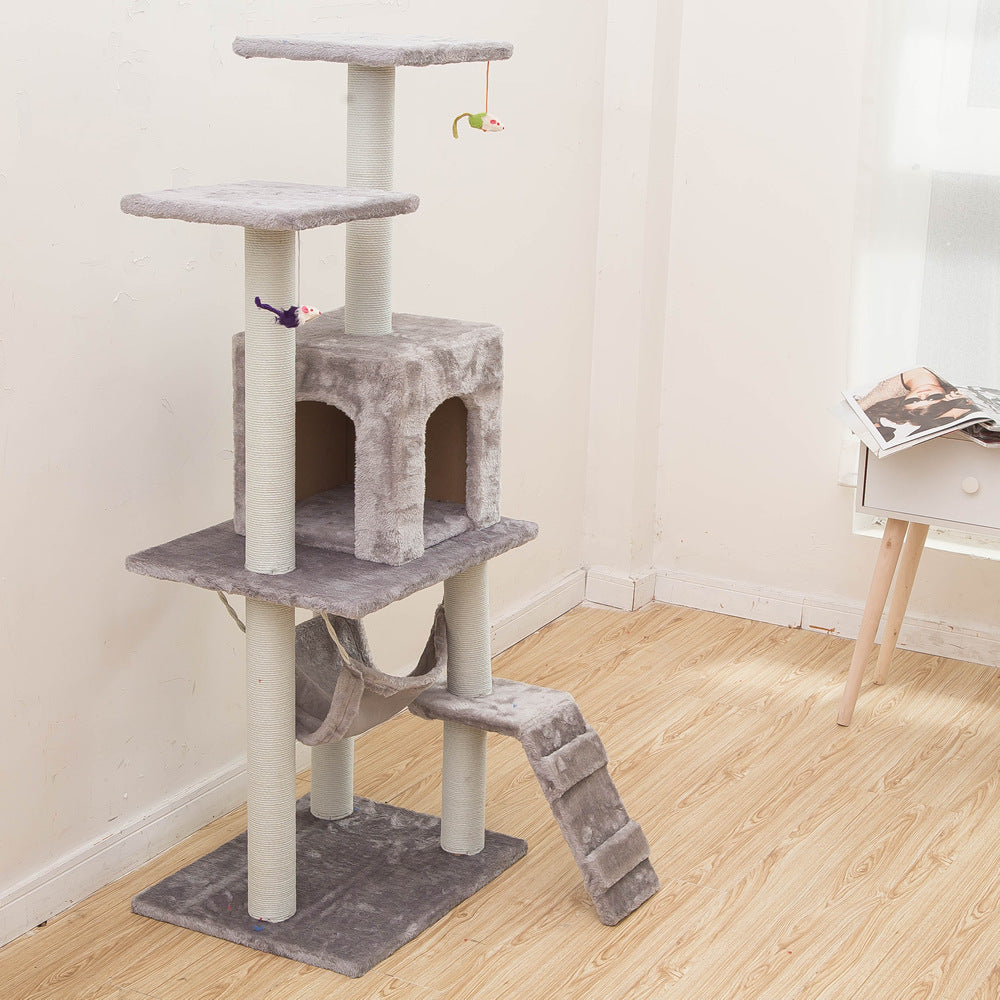 KFX-5206973 Light Gray Cat Climbing Frame with Soft Wool Cloth, Multi-Color Options, 125cm Height
