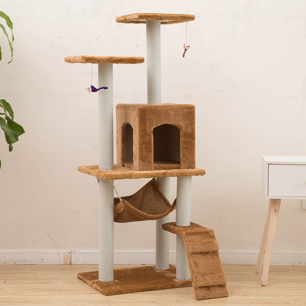 KFX-5206973 Light Gray Cat Climbing Frame with Soft Wool Cloth, Multi-Color Options, 125cm Height