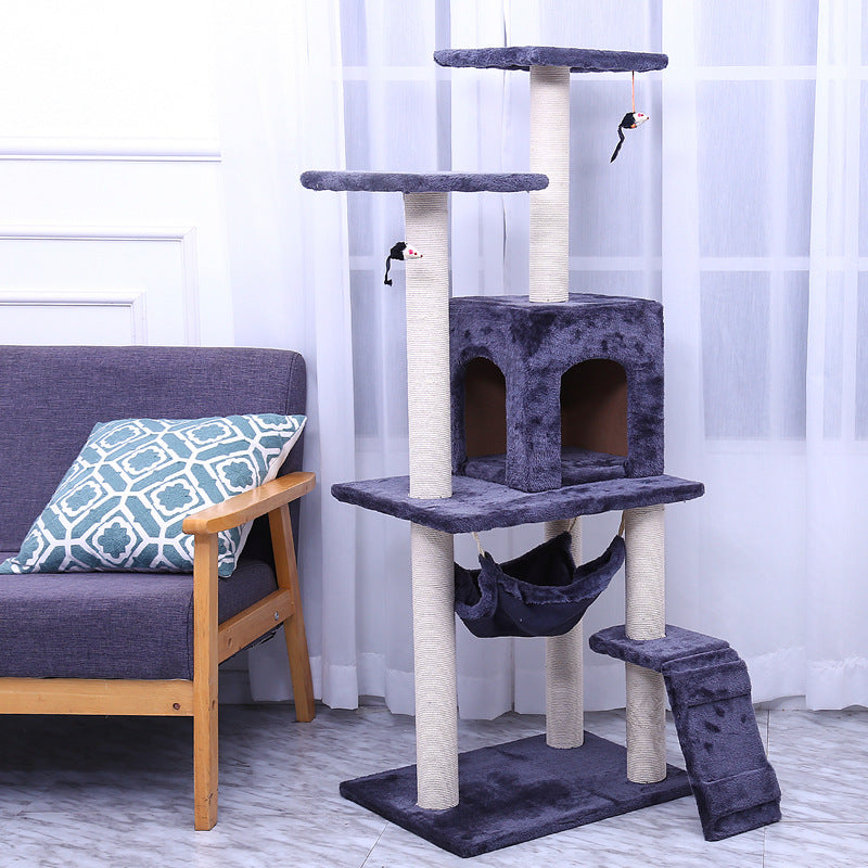 KFX-5206973 Light Gray Cat Climbing Frame with Soft Wool Cloth, Multi-Color Options, 125cm Height