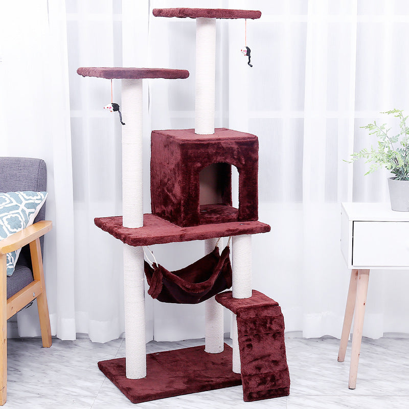 KFX-5206973 Light Gray Cat Climbing Frame with Soft Wool Cloth, Multi-Color Options, 125cm Height