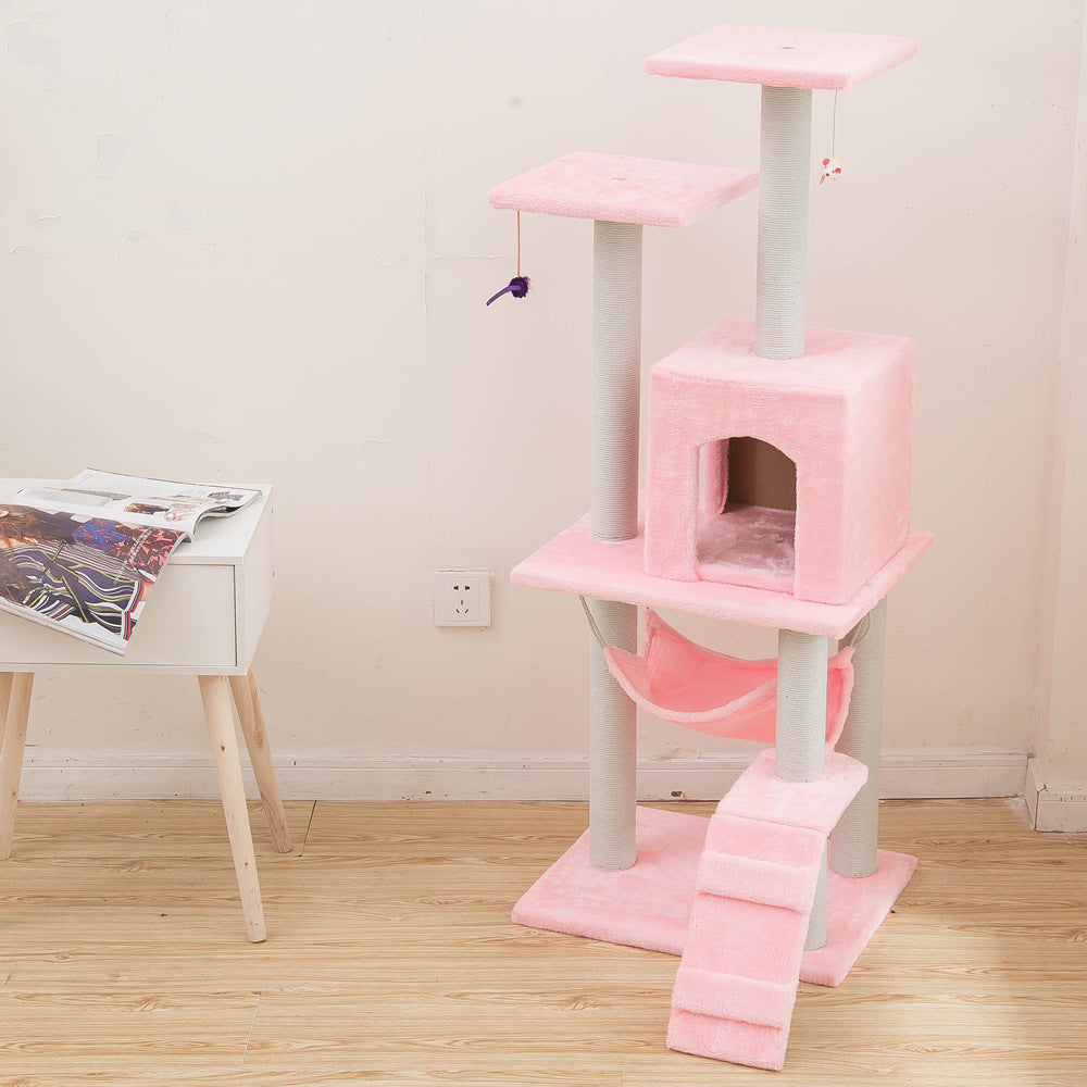 KFX-5206973 Light Gray Cat Climbing Frame with Soft Wool Cloth, Multi-Color Options, 125cm Height