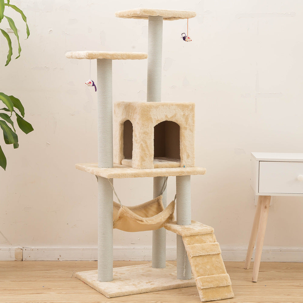 KFX-5206973 Light Gray Cat Climbing Frame with Soft Wool Cloth, Multi-Color Options, 125cm Height