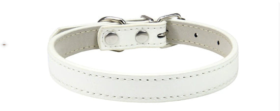 KFX-5207357 Monochrome PU Dog Collar for Small and Medium Pets - Various Colors and Sizes Available