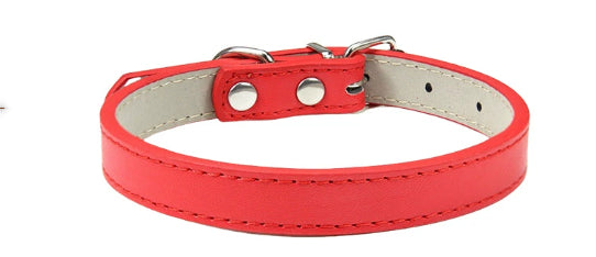 KFX-5207357 Monochrome PU Dog Collar for Small and Medium Pets - Various Colors and Sizes Available